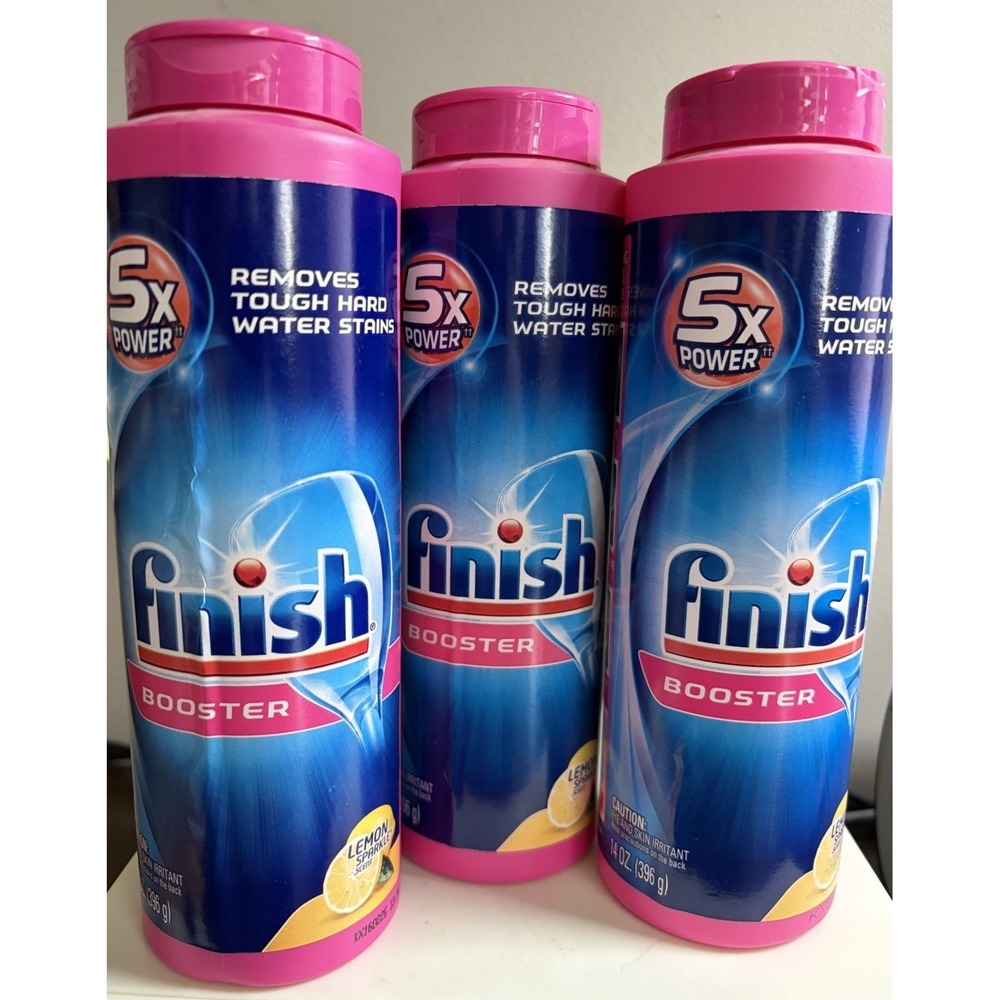3x Finish Hard Water Booster Powder Hard Water Lemon Sparkle 14 Oz NEW